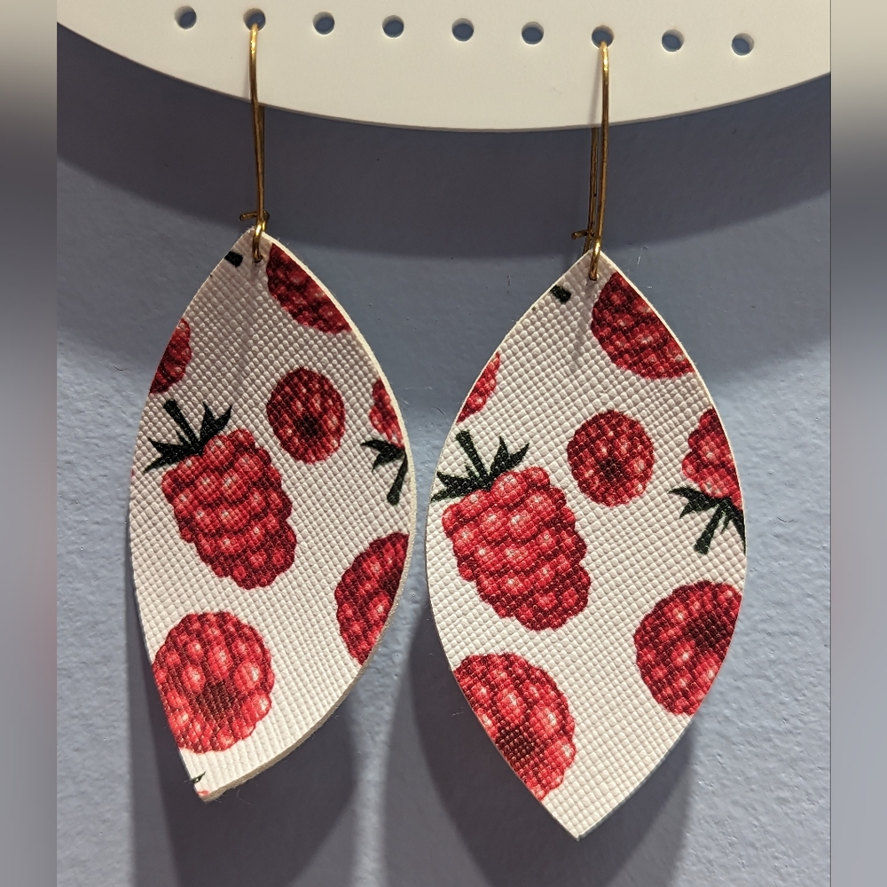 Raspberry print earrings